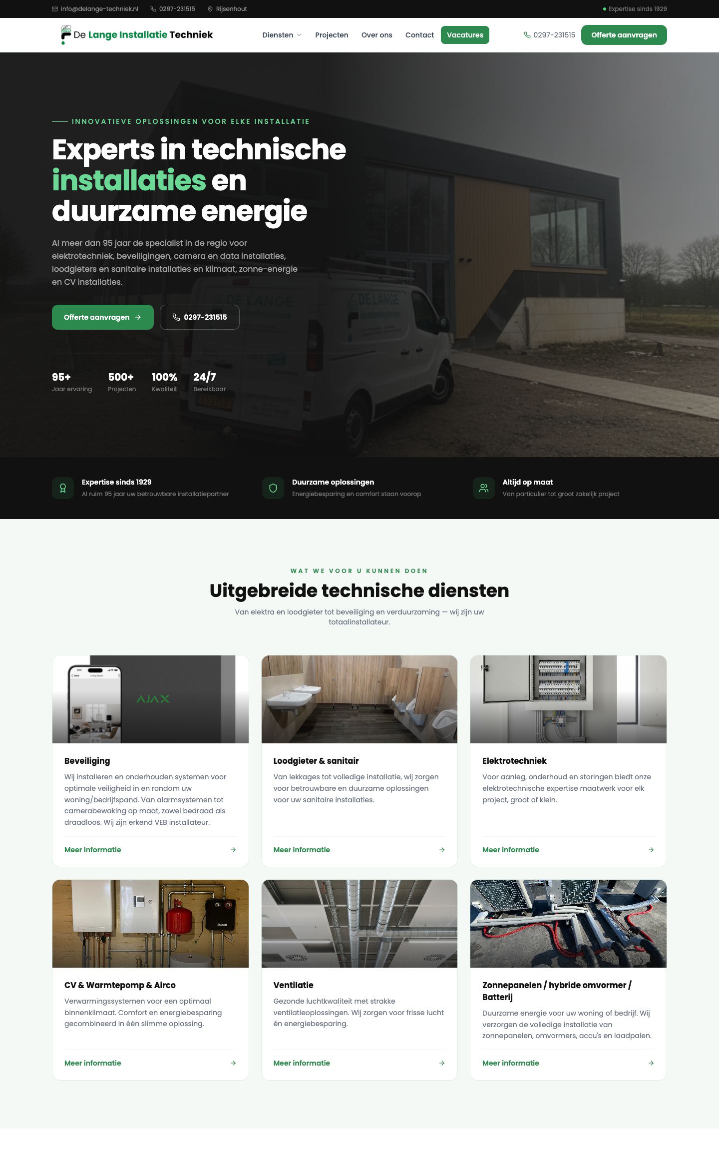 Website De Lange installatie techniek