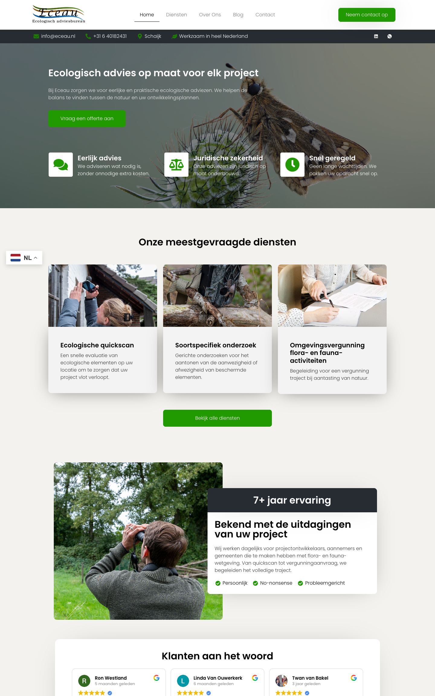 Website Ecologisch adviesbureau Eceau