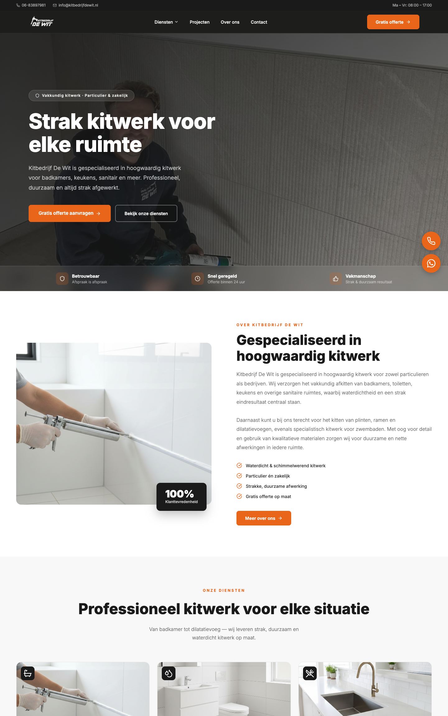 Website Kitbedrijf De Wit