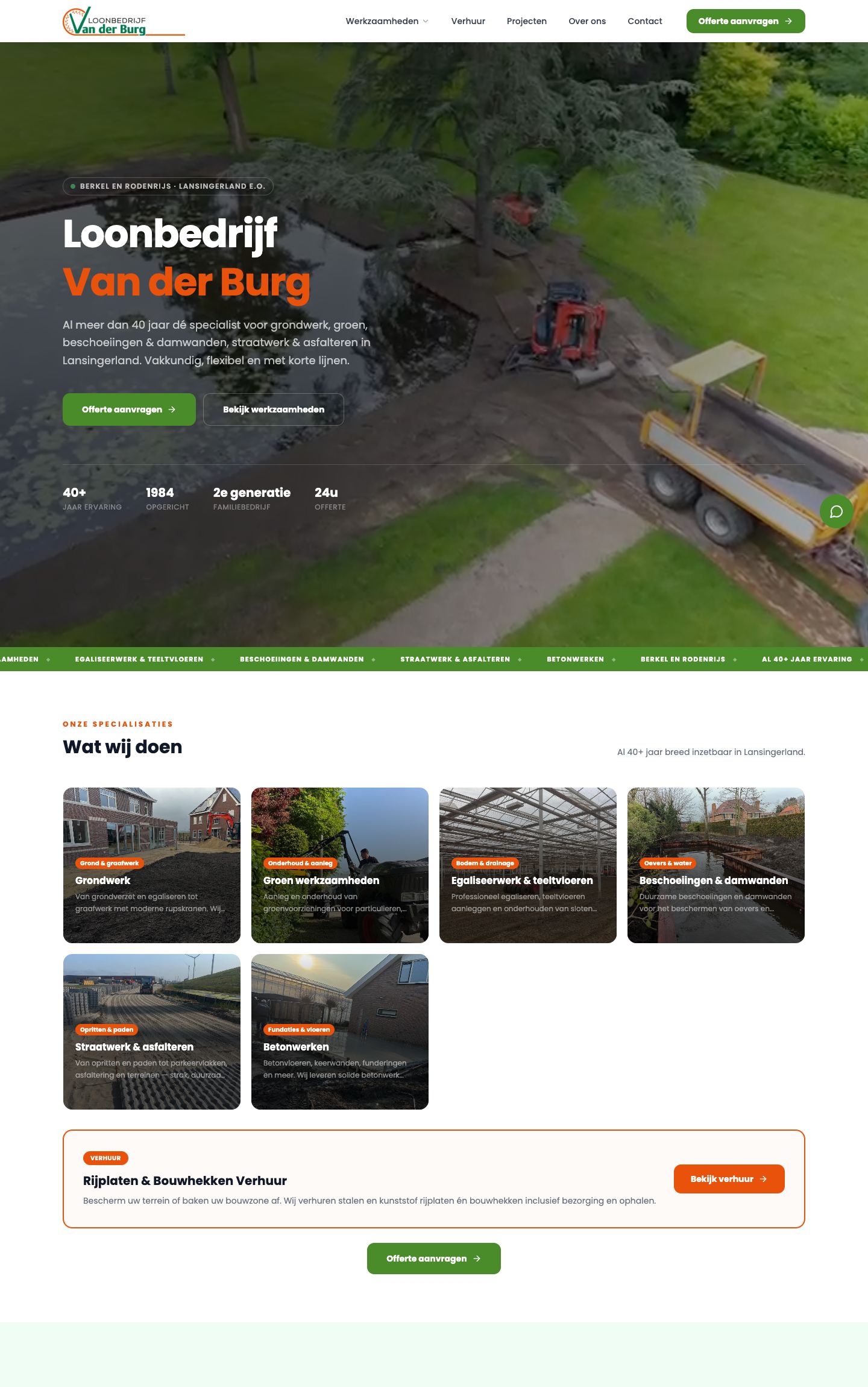 Website Loonbedrijf van der burg